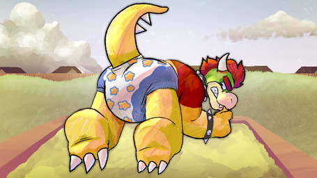 ageplay anthro biped bracelet claws clean_diaper clothed clothing collar diaper hair horn infantilism jewelry looking_back male outside pattern_diaper raised_tail rear_view red_hair roleplay sandbox solo spiked_bracelet spiked_collar spikes tail toe_claws wearing_diaper zuago mario_bros nintendo bowser dragon_koopa koopa scalie 2016 hi_res widescreen