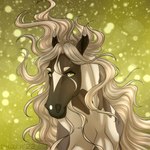 ambiguous_gender blonde_hair blonde_mane facial_markings feral hair head_markings looking_at_viewer mane markings multicolored_body simple_background solo two_tone_body yellow_eyes drizer sombra_silverhooves_(wasen) equid equine horse mammal 1:1 2023 bust_portrait digital_media_(artwork) hi_res portrait female_(lore)