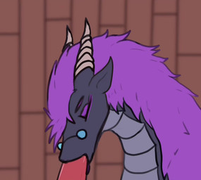 ambiguous_gender black_body bodily_fluids duo erection fellatio feral fur genital_fluids genitals grey_body hair horn male male/ambiguous male_penetrating nude oral oral_penetration penetration penile penis purple_body purple_fur purple_hair saliva sex simple_background sound_effects text tongue avox_(artist) sound_warning mythology avox dragon mythological_creature mythological_scalie pherodrake scalie 2d_animation animated digital_media_(artwork) frame_by_frame loop short_playtime sound video