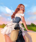 blue_eyes butt clothing corset eyewear female footwear ginge glasses hair humanoid_pointy_ears lingerie looking_at_viewer looking_back not_furry pointy_ears solo topwear wings allskyart elf humanoid mammal absurd_res hi_res signature