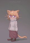 blonde_hair bottomwear clothing female hair messy_clothing messy_hair red_eyes ribbed_clothing ribbed_sweater skirt solo tail tired whiskers soaphisoap tsukihime type-moon neco-arc animal_humanoid cat_humanoid felid felid_humanoid feline feline_humanoid felis humanoid mammal mammal_humanoid hi_res