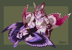 anthro bodily_fluids claws duo feather_hair feather_tuft feathered_crest feathered_wings feathers fur fur_tuft genital_fluids hand_on_chest head_crest herm inner_ear_fluff intersex intersex/intersex long_ears lying on_back penetration pseudo_hair tail tail_feathers tuft vaginal vaginal_fluids vaginal_penetration wings flabberd aven avian bird hybrid lagomorph leporid mammal rabbit