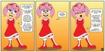 2022 2:1 50percentgrey accessory amy_rose anthro boots clothed clothing comic_panel dialogue dress english_text eulipotyphlan female footwear hair hands_behind_back headband hedgehog looking_away mammal narrowed_eyes open_mouth pink_body pink_hair sega shoes smile smiling_at_viewer solo sonic_the_hedgehog_(series) speech_bubble standing talking_to_viewer teeth text wide_eyed