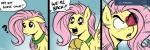 collar dialogue feathered_wings feathers female feral fur green_eyes hair parody pink_hair question_mark solo text wings yellow_body yellow_feathers yellow_fur cartoonlion cartoonlion's_futaverse friendship_is_magic hasbro my_little_pony mythology tumblr fan_character fluttershy_(mlp) futashy_(cartoonlion) equid equine mammal mythological_creature mythological_equine pegasus 2012 comic english_text