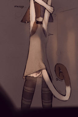 anthro barely_visible_genitalia barely_visible_vulva butt clothing female footwear genitals legwear pattern_clothing pattern_footwear pattern_legwear pattern_socks piercing socks solo stretching striped_clothing striped_footwear striped_socks stripes tail thigh_highs underwear vulva miii_cho epic_games fortnite meow_skulls