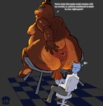 anthro anus balls belly big_anus big_balls big_belly big_butt big_moobs big_nipples black_sclera blush bodily_fluids broken_table brown_body butt chair checkered checkered_floor clothing darkened_anus darkened_balls darkened_genitalia darkened_penis dialogue duo erection fear_boner furniture genitals glistening glistening_body glowing glowing_eyes hat headgear headwear huge_anus huge_butt huge_moobs intimate machine male male/male male_human moobs multicolored_body necktie nightguard nipples obese obese_anthro obese_male office_chair on_chair on_table overweight overweight_anthro overweight_male penis presenting presenting_anus presenting_hindquarters saggy_balls scared shocked sitting sitting_on_chair sitting_on_table size_difference skinny_male spread_butt spreading sweat table tablet taunting text threatening threatening_words top_hat two_tone_body white_eyes commonlightbulb five_nights_at_freddy's five_nights_at_freddy's_2 scottgames jeremy_fitzgerald toy_freddy_(fnaf) animatronic bear human mammal robot ursine absurd_res english_text hi_res