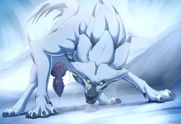 animal_genitalia animal_penis balls barbed_canine_penis bodily_fluids canine_genitalia canine_penis claws digitigrade drooling erection fangs feet feral finger_claws front_view fur genitals hybrid_genitalia hybrid_penis knot knotted_penis looking_at_viewer male male_feral penile_spines penis quadruped saliva sharp_teeth snout solo standing tail teeth toe_claws toes tongue white_body white_fur white_tail yellow_eyes dark_violet metroid metroid_prime_4 nintendo canid canine mammal snow_wolf 2025 digital_drawing_(artwork) digital_media_(artwork) hi_res