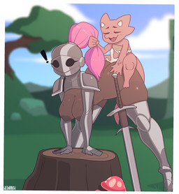 anthro anthro_penetrating anthro_penetrating_human areola armor big_breasts bodily_fluids breasts butt cum cum_inside dark_body dark_skin duo exclamation_point female female_on_anthro freckles from_behind_position genital_fluids headgear helmet human_on_anthro human_penetrated interspecies knight larger_female larger_sub male male/female male_on_human melee_weapon mounting nipples obscured_eyes obscured_face penetration perching_position questionable_consent sex size_difference smaller_male submissive sword warrior weapon conditional_dnp welwraith human kobold mammal scalie absurd_res hi_res