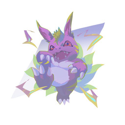 anthro claws electricity fur male purple_body purple_fur sharp_teeth simple_background smile solo standing teeth white_background 765nanami bandai_namco digimon digimon_(species) elecmon_violet 1:1 hi_res