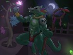 abs anthro biceps biped bone bone_mask bulge green_body green_skin male male_anthro mask muscular muscular_anthro muscular_male nipples non-mammal_nipples pecs skull skull_mask solo staff tail tattoo khloros terraria witch_doctor_(terraria) lihzahrd 4:3 absurd_res hi_res