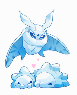 antennae_(anatomy) dot_eyes evolutionary_family group heart_symbol level_difference mandibles simple_background simple_eyes trio white_background wings nintendo pokemon arthropod caterpillar frosmoth generation_8_pokemon insect larva lepidopteran moth pokemon_(species) snom 2019 hi_res