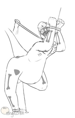 ambiguous_gender andromorph anthro arched_back bdsm belly big_belly bound collar disembodied_hand duo hands_tied intersex leash leash_pull looking_pleasured markings offscreen_character skeleton_(marking) solo_focus moblie kinktober moblie_(character) mammal mustelid otter 2020 black_and_white digital_drawing_(artwork) digital_media_(artwork) hi_res monochrome portrait sketch three-quarter_portrait