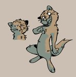ambiguous_gender anthro biped brown_body brown_fur fur gesture hand_gesture pointing pointing_at_self simple_background solo white_eyes dreamtdebris domestic_ferret mammal mustelid musteline true_musteline weasel hi_res