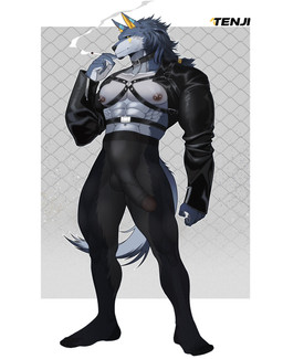 abs alternative_fashion anthro armwear black_sclera choker cigarette clothed clothing genitals jewelry leather_daddy legwear male muscular muscular_anthro muscular_male necklace nipple_piercing nipples pantyhose penis piercing smoking smoking_cigarette solo translucent translucent_clothing ten_g89 canid canine mammal hi_res