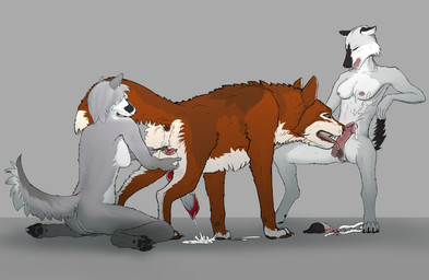 animal_genitalia animal_penis anthro anthro_on_feral areola bestiality biped bodily_fluids breasts canine_genitalia canine_penis castration cock_and_ball_torture countershade_fur countershade_torso countershading cum cum_on_self cumshot ejaculation erection female feral fur genital_fluids genital_mutilation genital_torture genitals glans gore gore_focus group gynomorph gynomorph/male hands-free humanoid_genitalia humanoid_penis intersex intersex/male knot licking male male/female mutilation nipples penis quadruped tail tongue trio darama canid canine canis mammal wolf