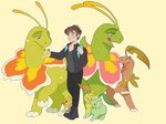 ambiguous_gender biped brown_hair clothed clothing eyebrows feral group hair male open_mouth open_smile plant quadruped size_difference smile aevris nintendo pokemon bayleef chikorita elemental_creature flora_fauna generation_2_pokemon human mammal meganium pokemon_(species) hi_res