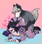 ahegao anthro bodily_fluids cum cum_drip doggystyle dripping duo equid equine felid femboy from_behind_position fur genital_fluids heart_symbol hi_res horse looking_pleasured male male/male mammal nero_hoss sex striped_body striped_fur stripes temmie_(temora) temora trans_(lore) trans_woman_(lore)