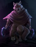 4_toes anthro arm_wrapping arm_wraps bodily_fluids bottomwear cheek_tuft claws cloak clothing creepy creepy_face creepy_smile drooling dual_wielding facial_markings facial_tuft fangs feet fluffy fluffy_tail front_view fur fuzzy glowing glowing_eyes grey_body grey_fur head_markings head_tuft holding_object holding_weapon leg_wrap leg_wraps looking_at_viewer male markings mask_(marking) neck_tuft open_mouth pants poncho raised_leg red_eyes saliva sickle simple_background smile solo standing tail teeth toes torn_clothing tuft weapon wrapped_arms wrapped_legs wraps floop_mellow dreamworks puss_in_boots_(franchise) death_(puss_in_boots) canid canine canis mammal wolf detailed hi_res watermark