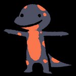 ambiguous_gender anthro biped black_body black_outline black_tail dot_eyes feet front_view markings mitten_hands multicolored_body nude orange_body orange_spots outline pose semi-anthro simple_background simple_eyes smile solo spots spotted_body spotted_markings spotted_tail spread_arms standing t-pose tail tail_markings two_tone_body blitzdrachin conditional_dnp kira_(kira) amphibian lizard newt reptile salamander scalie 1:1 2020 alpha_channel digital_media_(artwork) full-length_portrait low_res portrait female_(lore)