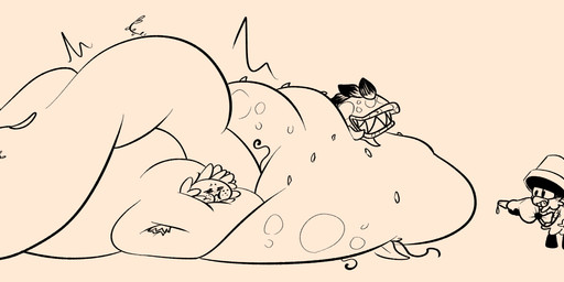ambiguous_gender anthro armor beak belly belly_squish big_belly black_eyes black_tail blush blush_lines eyeless featureless_legs flower fur group headgear helmet holding_icing_bag holding_object huge_belly hyper hyper_belly icing_bag immobile larger_ambiguous leaf lips male male_anthro morbidly_obese morbidly_obese_ambiguous noseless obese obese_ambiguous open_mouth overweight overweight_ambiguous plant sharp_teeth simple_background siphon_(anatomy) size_difference smaller_anthro smaller_male squish standing tail tan_background tan_beak tan_body tan_fur tan_helmet tan_lips tan_skin teeth thin_eyebrows thin_tail toothed_beak toothy_grin worried_look octoguy electronic_arts plants_vs._zombies popcap_games octoliage_(octoguy) chomper_(pvz) elemental_creature flora_fauna flower_creature peashooter_(pvz) sunflower_(pvz) 2022 absurd_res digital_drawing_(artwork) digital_media_(artwork) english_description hi_res shaded simple_shading