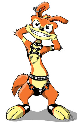3_toes anthro bdsm biped bondage bound ear_piercing feet front_view harness leather male piercing simple_background solo suggestive toes white_background anti_dev jak_and_daxter naughty_dog sony_corporation sony_interactive_entertainment daxter hybrid mammal mustelid ottsel 2010 digital_media_(artwork)