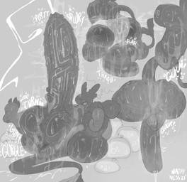 anthro balls big_balls big_penis bodily_fluids clothing condom cum filled_condom genital_fluids genitals huge_balls huge_penis hyper hyper_balls hyper_genitalia hyper_penis male musk penis sexual_barrier_device sloshing_balls solo sweat underwear nathyness dreamworks european_mythology how_to_train_your_dragon mythology toothless dragon fury_(httyd) mythological_creature mythological_scalie night_fury scalie western_dragon hi_res monochrome