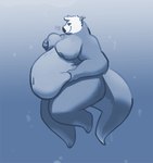 animal_math anthro areola belly belly_grab belly_squeeze big_belly big_breasts big_butt blue_and_white breast_squeeze breasts butt cellulite ear_piercing female fully_submerged fur hand_on_breast mammal monochrome mustelid navel nipples nude obese obese_anthro obese_female otter overweight overweight_anthro overweight_female piercing sea_otter smile solo squeezing tail thick_tail thick_thighs underwater water