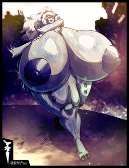 abs anthro areola big_areola big_breasts breasts female hair huge_breasts hyper hyper_breasts long_hair muscular nipples solo wide_hips dnp101 avian bird horned_owl owl snowy_owl true_owl hi_res