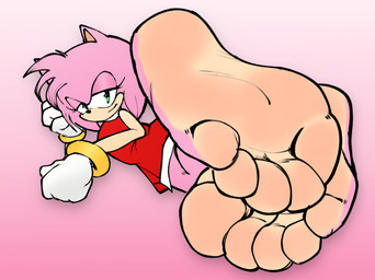 5_toes anthro big_feet blush body_blush clothing countershade_feet countershading dress feet female foot_blush foot_fetish foot_focus gloves green_eyes handwear humanoid_feet looking_at_viewer lying on_side pink_body pink_eyelids pink_quills plantigrade red_clothing red_dress ring_(jewelry) simple_background soles solo tan_arms tan_feet toes sinister_cherry frisart_(color) sega sonic_the_hedgehog_(series) amy_rose eulipotyphlan hedgehog mammal