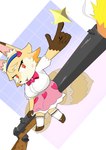 accessory anthro big_breasts breasts brown_body brown_fur clothing dipstick_ears dipstick_tail dress_shoes ear_markings eyebrow_through_hair eyebrows eyelashes female frilly frilly_clothing frilly_legwear frilly_stockings fur furgonomics gesture gloves_(marking) hair hair_accessory hairband hand_gesture heart_symbol hunting_rifle inner_ear_fluff kemono lace legwear looking_aside magical_girl_outfit markings multicolored_ears orange_eyes pink_clothing pointing puffy_sleeves shooting short simple_background sitting snout solo stockings tail tail_accessory tail_markings tongue tongue_out translucent translucent_hair tuft white_body white_clothing white_fur yellow_body yellow_fur corgin mahou_shoujo_full_heart kokon canid canine fox mammal 2025 absurd_res hi_res