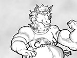 anthro bar_emanata emanata flexing flexing_bicep fully_inside fur male mane muscular muscular_anthro muscular_male overweight overweight_anthro overweight_male simple_background smile smirk solo vore white_background eelmeel beastars yafya_(beastars) equid equine horse mammal 4:3 sketch