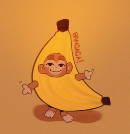 3_fingers 3_toes anthro banana_costume biped brown_body brown_fur eyebrows feet fingers fur looking_at_viewer male round_ears simple_background solo tan_body tan_skin text thick_eyebrows toes sincastermon bloons_tower_defense ninja_kiwi dart_monkey_(bloons) uno_(sincastermon) haplorhine mammal monkey primate colored english_text