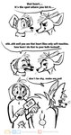 anthro anus balls blush butt collar dialogue duo ears_back fangs genitals holding_paddle imminent_cbt male masochism narrowed_eyes nude paddle piercing pivoted_ears presenting presenting_hindquarters shy smile smirk surprised_expression teeth text thecluelessfox dubsthefox jake_(thecluelessfox) canid canine canis domestic_dog fennec_fox fox mammal true_fox comic english_text hi_res monochrome sketch