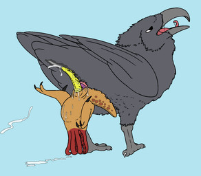 2_toes abdominal_bulge animal_genitalia avian_butt beak belly belly_inflation biped bipedal_feral blue_background bodily_fluids cloaca cloacal cloacal_knotting cloacal_orgasm cloacal_penetration cloacal_penis cum cum_inflation cum_inside cum_on_cloaca cum_on_ground cum_on_partner cum_on_self cum_string cum_while_penetrated cumshot curling_toes duo ejaculation erection face_tentacles feathers feet feral feral_on_feral genital_fluids genitals green_penis hanging_upside_down inflation knot_hanging knotting looking_pleasured male male/male markings orgasm penetration penis purple_penis rictal_bristles saliva saliva_on_tongue saliva_string simple_background size_difference smaller_penetrated spiked_penis spikes spikes_(anatomy) tail tail_feathers talons tentacles toes tongue upside_down reverie_(artist) half-life valve valve_corporation reverie alien avian bird bullsquid corvid corvus_(genus) oscine passerine raven