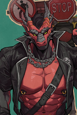 abs anthro chain_necklace clothing hair jacket jewelry leather leather_clothing leather_jacket leather_topwear looking_at_viewer male necklace nipple_piercing nipple_ring nipples pecs piercing ring_piercing solo topwear hyaku_inu absurd_res digital_drawing_(artwork) digital_media_(artwork) hi_res portrait