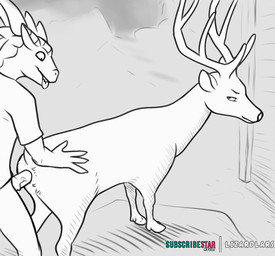 anal anal_penetration anthro anthro_on_feral anthro_penetrating anthro_penetrating_feral antlers anus bestiality biped bottomless bottomless_anthro bottomless_male clothed clothing duo erection feral feral_penetrated genitals hand_on_butt hooves horn male male/male male_anthro male_feral male_on_anthro male_on_feral male_penetrated male_penetrating male_penetrating_male penetration penile penile_penetration penis penis_in_ass quadruped sex smile tongue tongue_out lizardlars mythology spitey deer dragon mammal mythological_creature mythological_scalie scalie 2025 2d_animation animated digital_media_(artwork) frame_by_frame hi_res