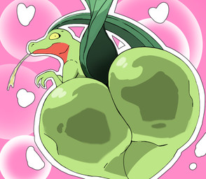 ambiguous_gender anthro big_butt bubble_butt butt butt_focus green_body huge_butt leaf leaf_hair leaf_tail looking_at_viewer looking_back looking_back_at_viewer multicolored_body plant plant_hair pseudo_hair red_body solo tail two_tone_body yellow_sclera crimenes nintendo pokemon generation_3_pokemon grovyle pokemon_(species)