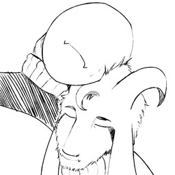 duo eyes_closed fangs horn long_ears markings simple_background sleeping teeth white_background mspaintguy undertale undertale_(series) anon asriel_dreemurr boss_monster_(undertale) bovid caprine human mammal 1:1 black_and_white monochrome