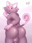 balls butt genitals male purple_eyes slightly_chubby solo shinyfoxguy nintendo pokemon alolan_form alolan_meowth felid generation_7_pokemon mammal pokemon_(species) regional_form_(pokemon) hi_res