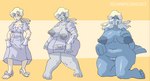 anthro anthrofied base_one_layout basic_sequence big_breasts blue_body breast_expansion breasts clothed clothed_to_nude clothing clothing_loss dress expansion exposed_breasts eyeshadow female flippers generation_3_pokemon genitals glacia_(pokemon) hair hi_res human kneeling linear_sequence makeup mammal marine mature_female nintendo nude one_row_layout overweight overweight_anthro overweight_female pinniped pokemon pokemon_(species) pussy scrapcorcist sequence smile solo species_transformation thick_thighs three_frame_image three_frame_sequence torn_clothing torn_dress transformation transformation_sequence tusks walrein white_hair