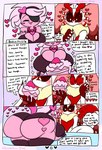 anthro base_four_layout big_breasts big_butt big_ears blockage_(layout) blush breasts butt cake chaos_elfilis chinchilla chinchillid comic dessert duo english_text eye_patch eyewear female food four_row_layout greeting hair heart_symbol hi_res horizontal_blockage kirby_(series) kirby_and_the_forgotten_land lewdchuu_(artist) male mammal nintendo p.k-98 pink_body pink_hair rodent six_frame_image text white_body