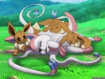 blep cuddling family_bonding feral forest grass group male plant playing resting sleeping tongue tongue_out tree backlash91 conditional_dnp nintendo pokemon eevee eeveelution generation_1_pokemon generation_6_pokemon pokemon_(species) sylveon 4:3 absurd_res hi_res father_(lore) father_and_child_(lore) father_and_son_(lore) parent_(lore) parent_and_child_(lore) parent_and_son_(lore) son_(lore)