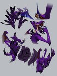 anthro belly big_belly duo genitals male male_pred oral_vore overweight penis purple_body simple_background vore wings 80sarchosaur metroid nintendo ridley avian bird owl 2022 absurd_res hi_res