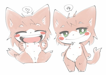 anthro bedroom_eyes blush brown_body brown_fur chibi eyes_closed female flat_chested fur genitals heart_symbol innie_vulva loli narrowed_eyes nipples nude open_mouth presenting presenting_vulva seductive simple_background sitting smile solo spread_legs spreading vulva young young_anthro doneru canid canine fox mammal sketch