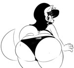 anthro big_butt black_hair blush bodily_fluids bra butt clothing female hair looking_at_viewer looking_back panties presenting presenting_hindquarters rear_view sharp_teeth simple_background solo surprise sweat teeth underwear white_background conditional_dnp lhacedor nickelodeon t.u.f.f._puppy kitty_katswell domestic_cat felid feline felis mammal black_and_white hi_res line_art monochrome