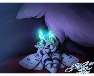 anthro fluffy fluffy_thighs lying on_back size_difference tired gingy_k_fox nintendo pokemon gingy_(gingy_k_fox) arthropod braixen generation_6_pokemon insect lepidopteran moth pokemon_(species) shiny_pokemon letterbox