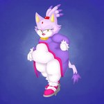 abstract_background accessory anthro belly big_belly black_nose clothing eyelashes female footwear fur gloves hair hair_accessory hair_tie handwear huge_belly lidded_eyes obese obese_anthro obese_female open_mouth open_smile overweight overweight_anthro overweight_female purple_body purple_fur purple_hair purple_tail smile smiling_at_viewer solo standing tail thick_thighs white_clothing white_gloves white_handwear yellow_eyes username728 sega sonic_the_hedgehog_(series) blaze_the_cat domestic_cat felid feline felis mammal 2024 digital_media_(artwork) digital_painting_(artwork) hi_res painting_(artwork)