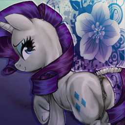 animal_genitalia animal_vulva anus blue_eyes bodily_fluids butt cutie_mark equine_anus equine_genitalia equine_vulva eyebrows eyelashes eyeshadow female feral flower genital_fluids genitals hair hooves horn long_hair makeup plant purple_hair purple_tail quadruped solo tail unicorn_hair vaginal_fluids vulva white_body everlasting_stations friendship_is_magic hasbro my_little_pony mythology rarity_(mlp) equid equine mammal mythological_creature mythological_equine unicorn