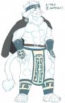 anthro bottomwear clothing coat coat_cape cosplay fur kemono loincloth looking_at_viewer male muscular muscular_anthro muscular_male solo text topwear white_body white_fur manzanaringopai lifewonders tokyo_afterschool_summoners horkeu_kamui_(tas) snow_(tas) felid lion mammal pantherine 2018 hi_res japanese_text