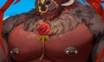 anthro facial_piercing flower horn male nipple_piercing nipples nose_piercing nose_ring pecs piercing plant ring_piercing rose_(flower) solo charr_starz european_mythology greek_mythology mythology atremath bovid bovine mammal minotaur hi_res